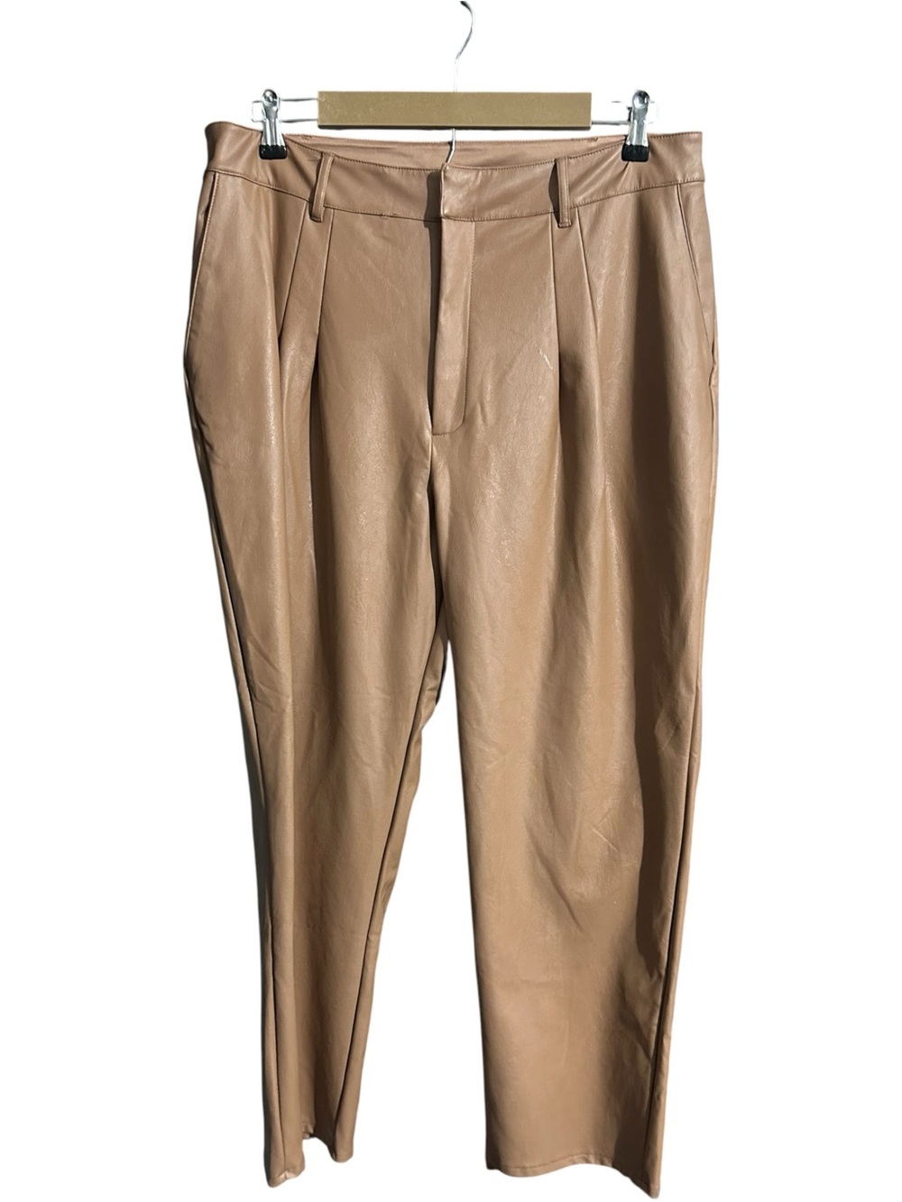 Express Faux Leather Pleated Dress Pants NWT Tan Size L